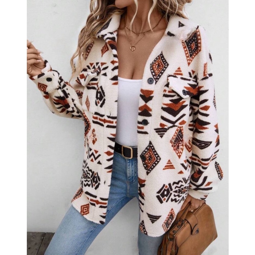 Boho Aztec Teddy Jacket - Picture 2 of 5
